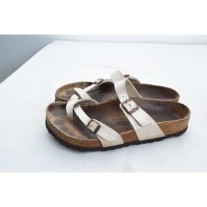 Birkenstock Mayari Sandals 38 Womens 7 Ivory Toe Loop Strap